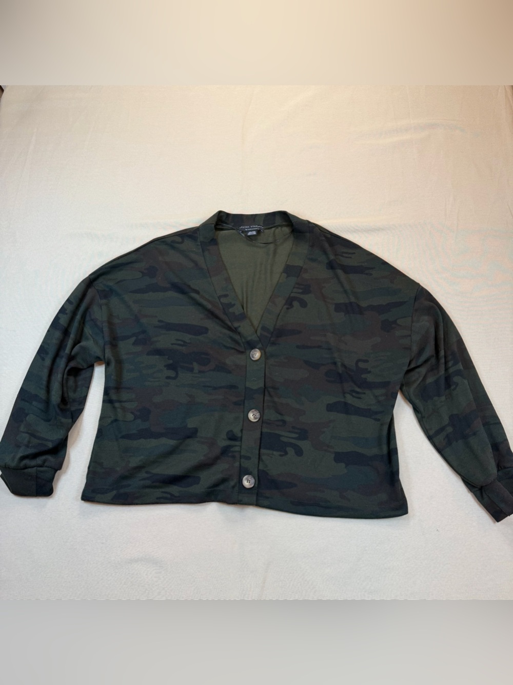 Sanctuary Women's Camo Button Cardigan - Dark Green & Black